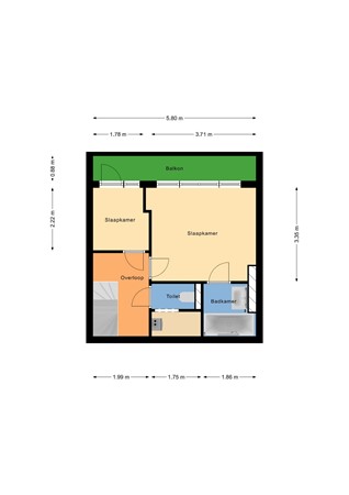 Floorplan - Bergselaan 332A02, 3038 CN Rotterdam